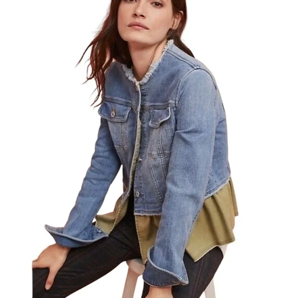 Anthropologie Pilcro And The Letterpress Denim Flounced Ruffle Jacket - Picture 2 of 9